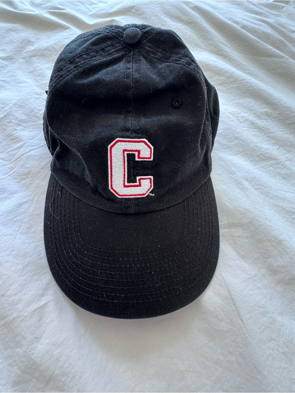 Black Baseball Cap with Red & White 'C' Accent